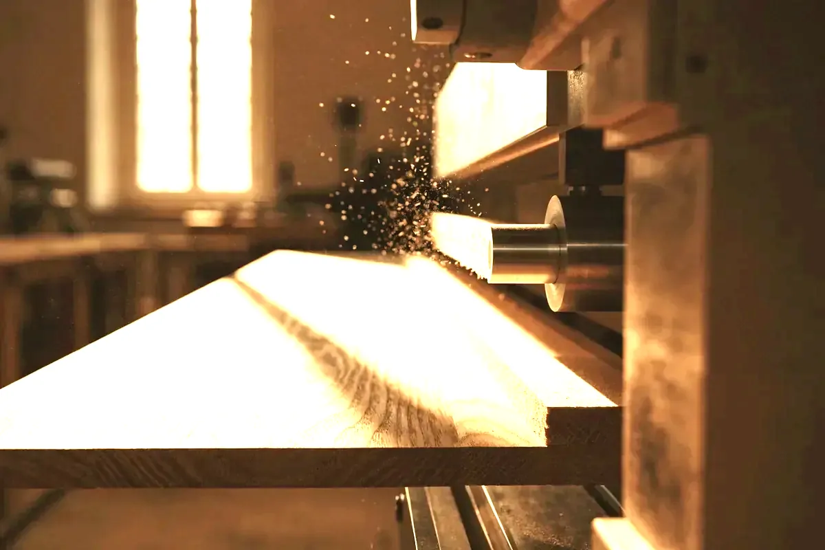 Ash board being milled on a planer