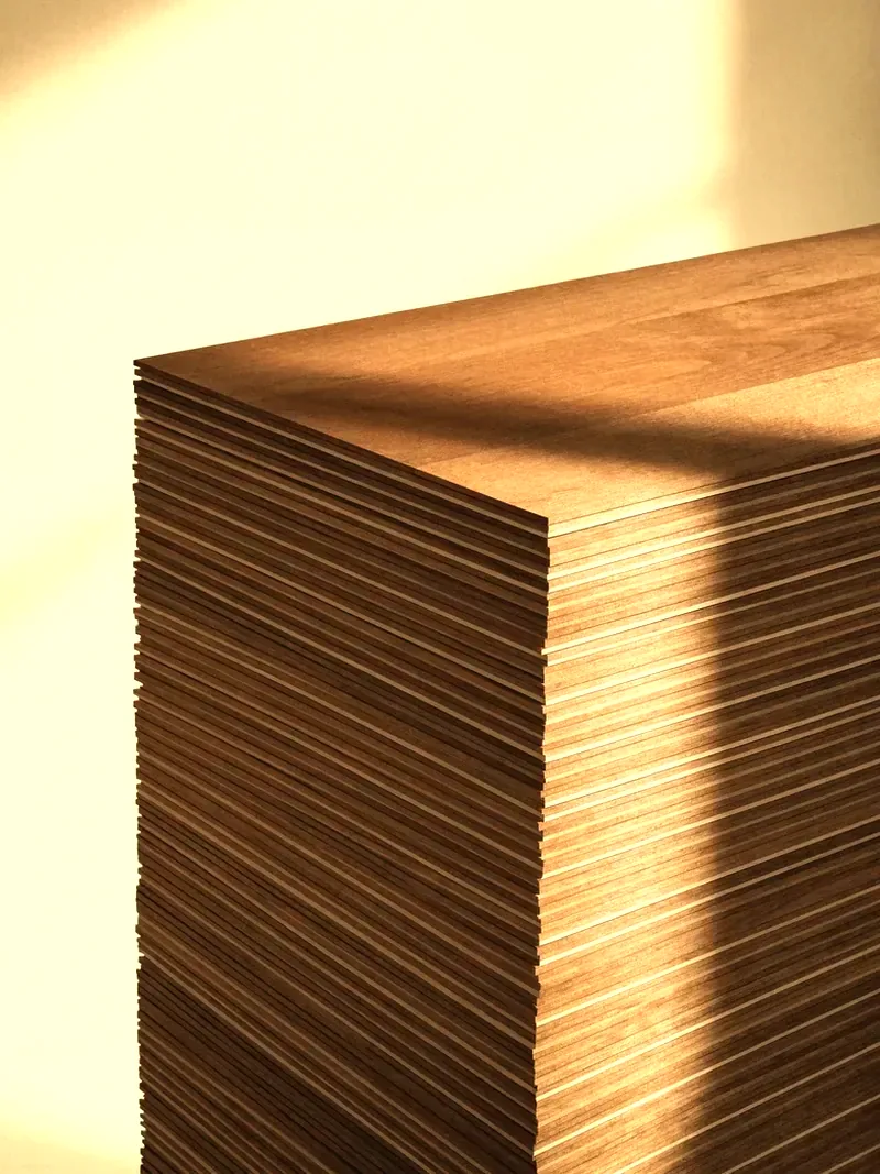 Thin ash veneers in natural light